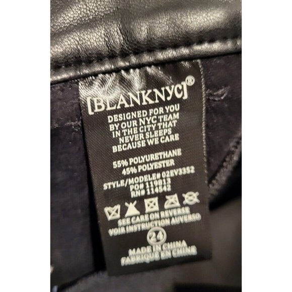 New Blank NYC Black Faux Leather Dbl Belted Pants High Rise Straight  Sz 24 Goth - Picture 6 of 6